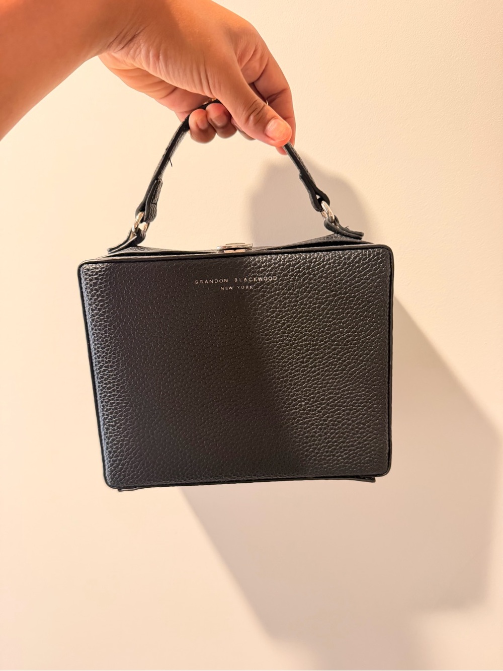 Brandon Blackwood Black Pebbled Top-Handle Mini Bag
